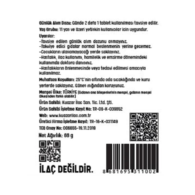 Kuazar İlaç Bivenacte Cüce Palmiye (Saw Palmetto), Pygeum  60 Tablet