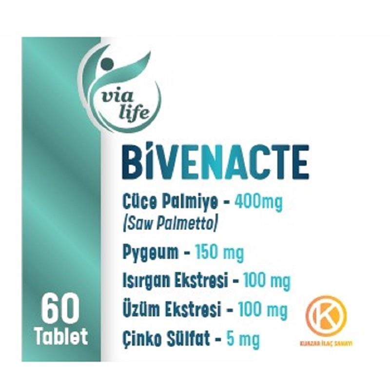 Kuazar İlaç Bivenacte Cüce Palmiye (Saw Palmetto), Pygeum  60 Tablet