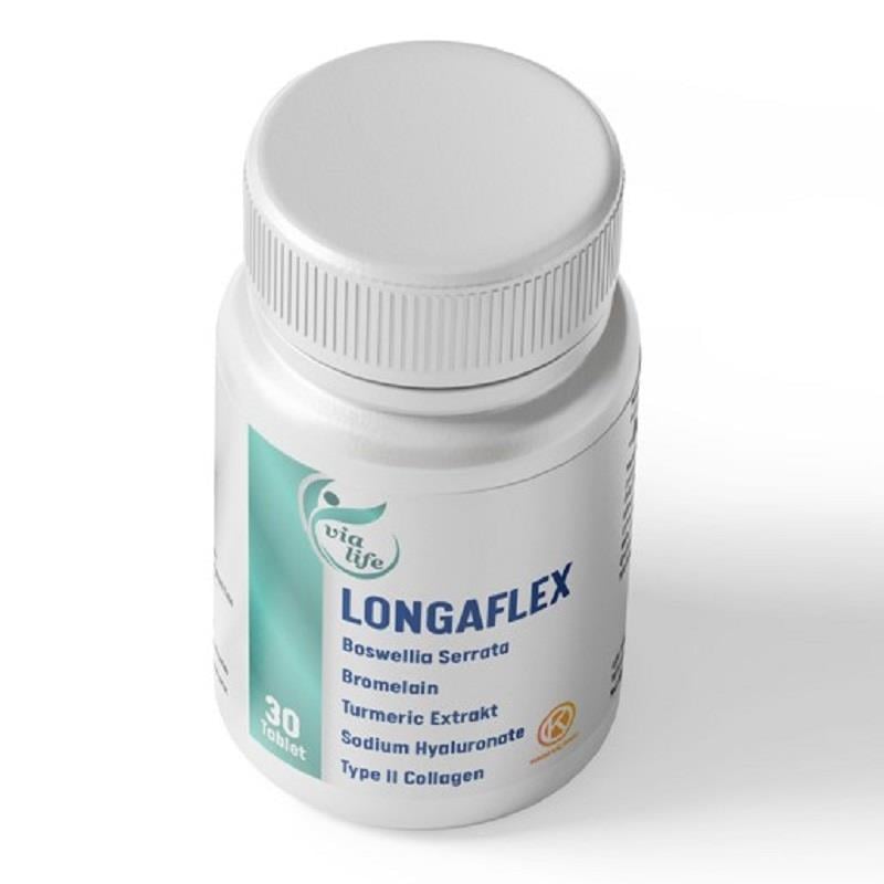Kuazar İlaç Longaflex - Tip 2 Kolajen ve Hyalüronik Asit içeren Gıda Takviyesi 30 Tablet