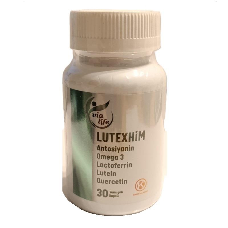 Kuazar İlaç Lutexhim - Lutein, Laktoferrin, Kuersetin ve Omega 3 içeren Gıda Takviyesi 30 Softjel