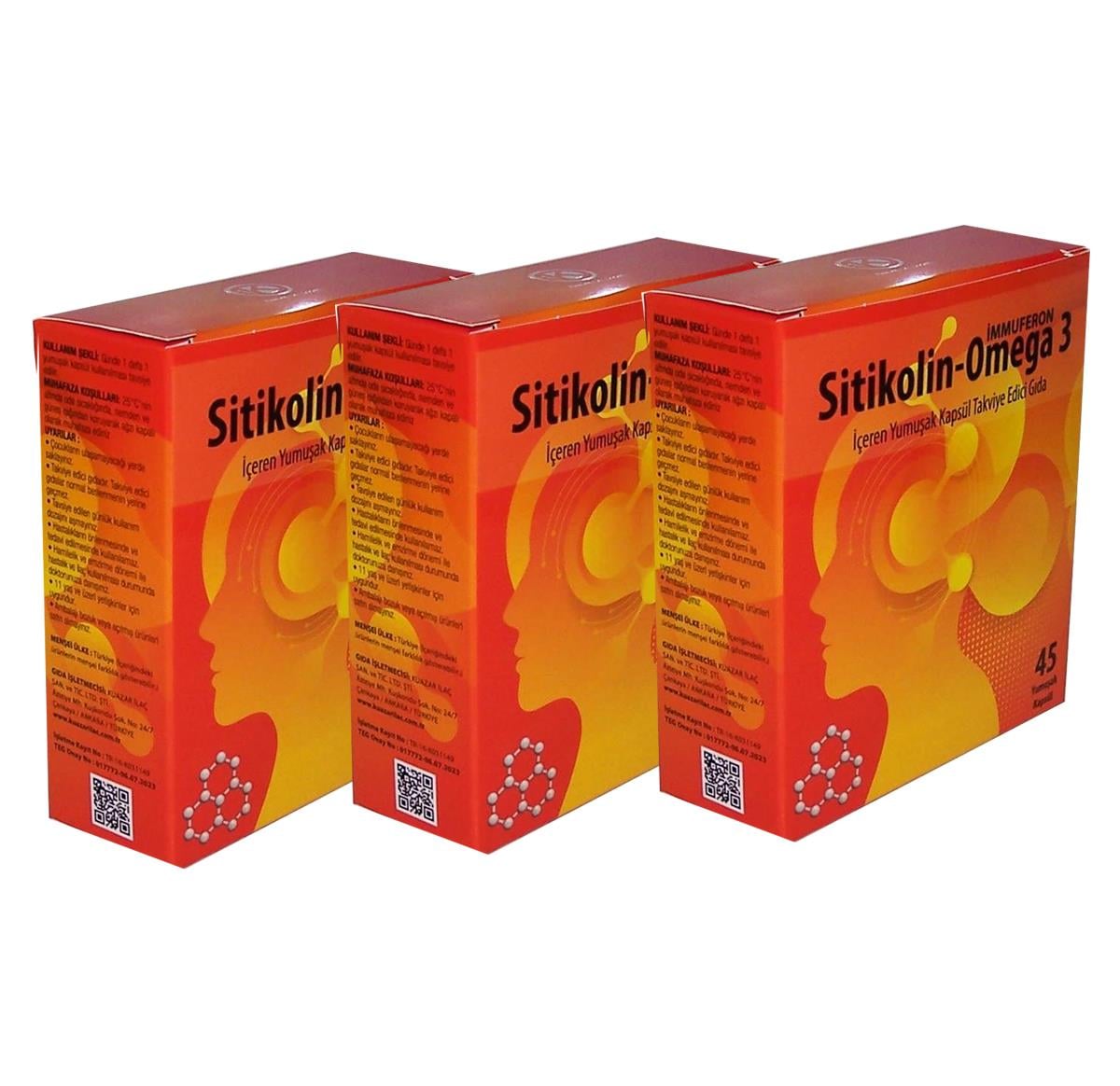 Kuazar İlaç Sitikolin-Omega 3 45 Softjel - 3'lü
