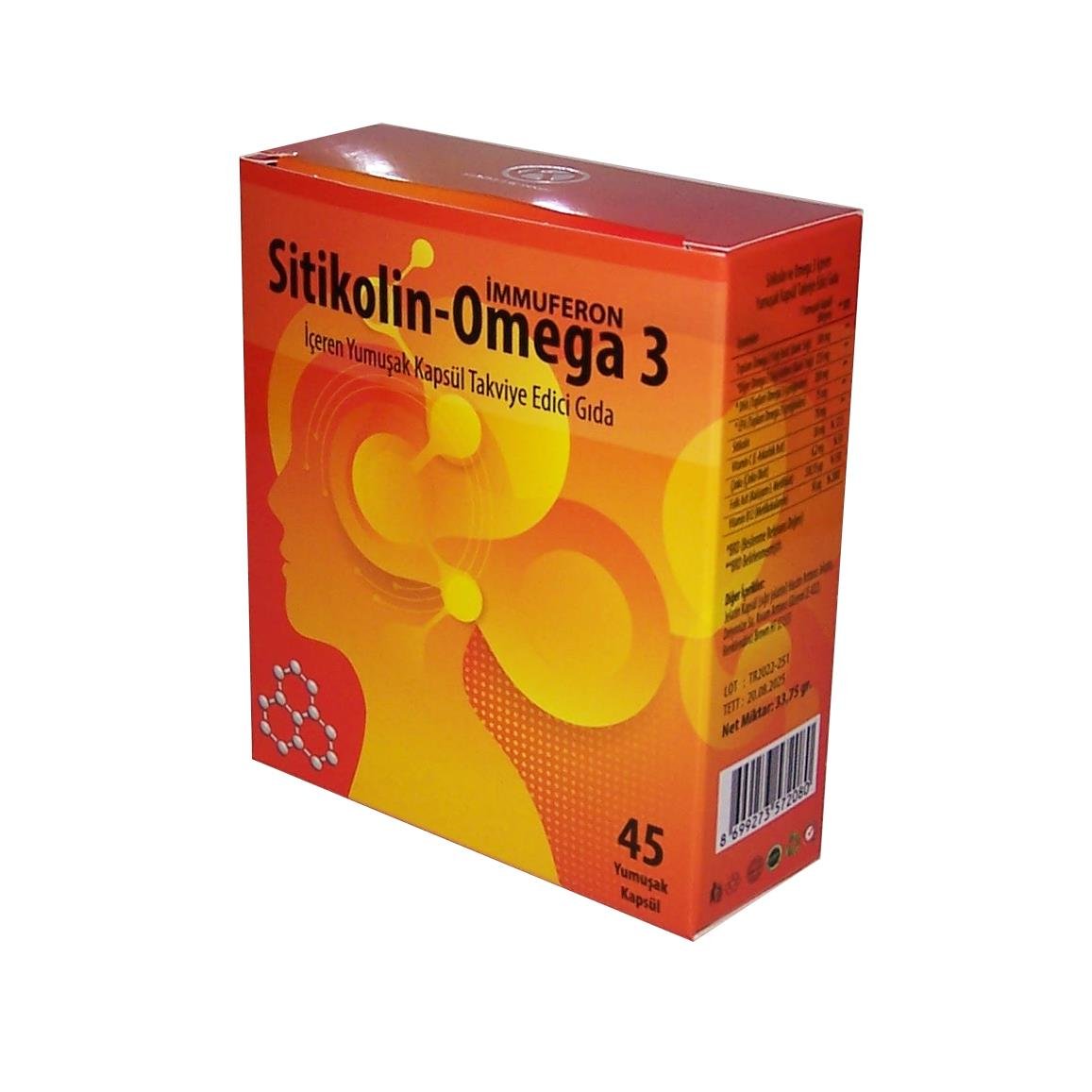 Kuazar İlaç Sitikolin-Omega 3 45 Yumuşak Kapsül