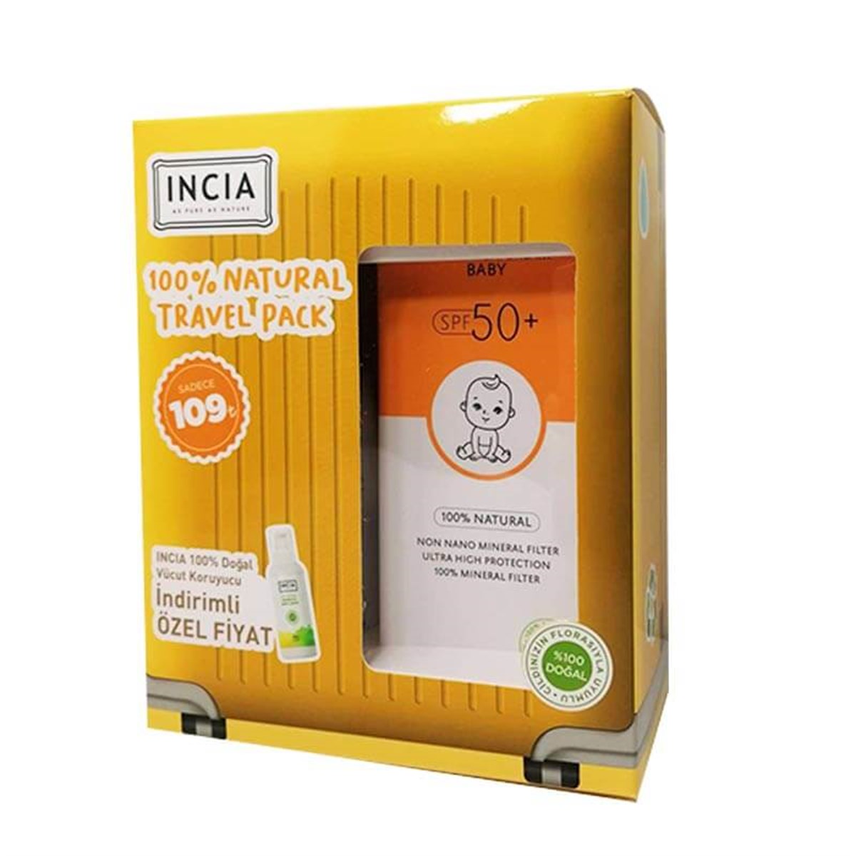 Kuazar Incia Güneş Seti Çocuk SPF50+ 100 ml + Koruyucu Sprey Hediyeli
