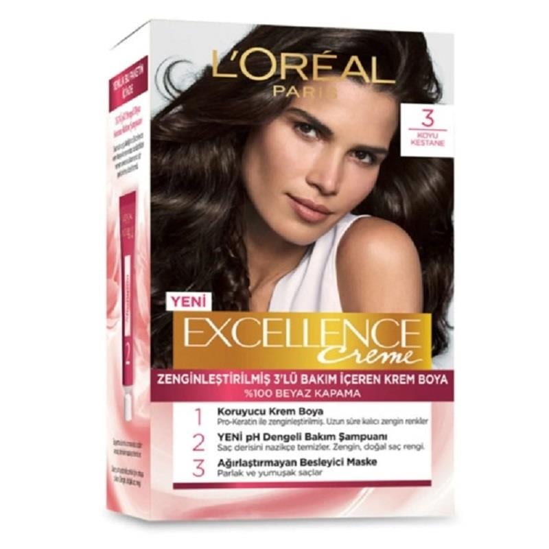 L'Oreal Paris L'Oreal Paris Excellence Saç Boyası - 3 Koyu Kestane