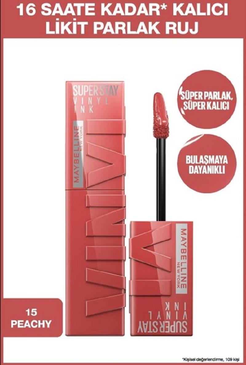 Maybelline Maybelline Superstay Ruj Vinyl İnk Kalıcı Likit Parlak - 15 Peachy