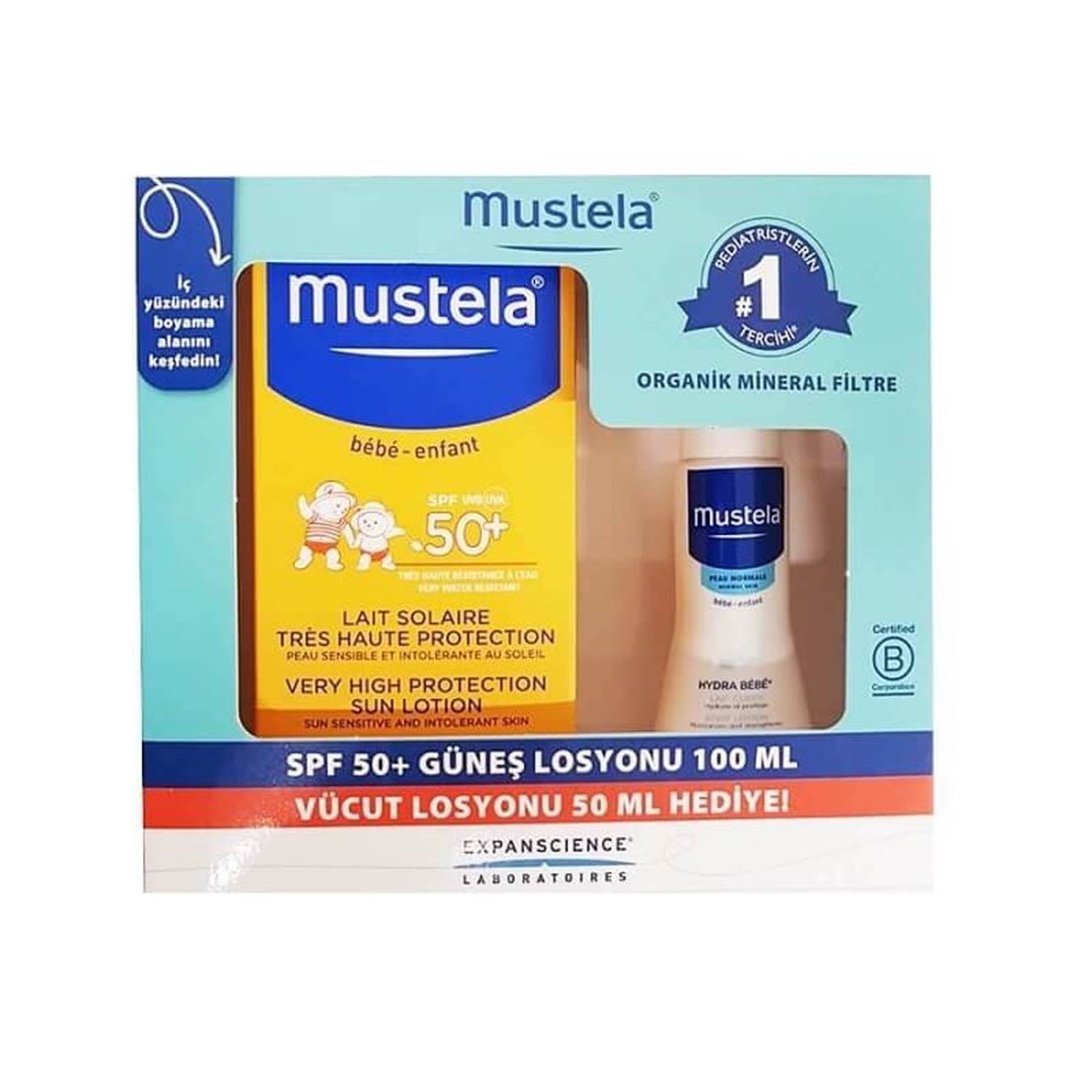 Mustela Mustela Güneş Losyonu SPF50 100 ml + Mustela Hydra Bebe 50 ml