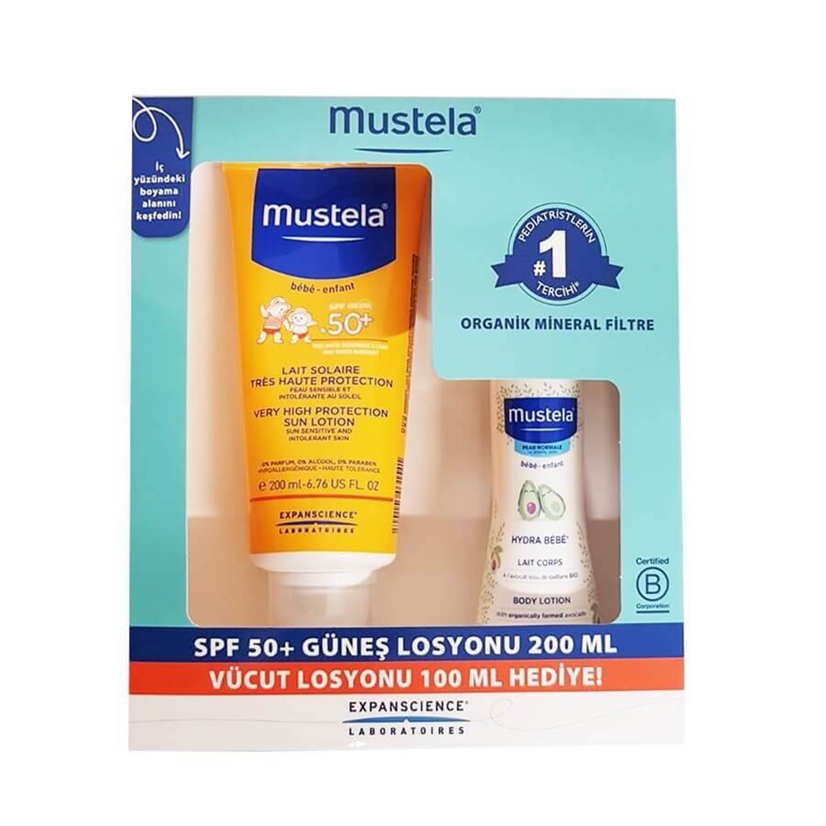 Mustela Mustela Güneş Losyonu SPF50 200 ml + Mustela Hydra Bebe 100 ml