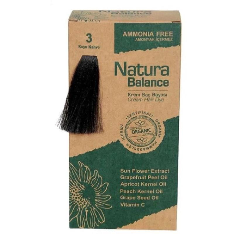 Natura Balance Natura Balance Organik Krem Saç Boyası 60 ml - 3 Koyu Kahve