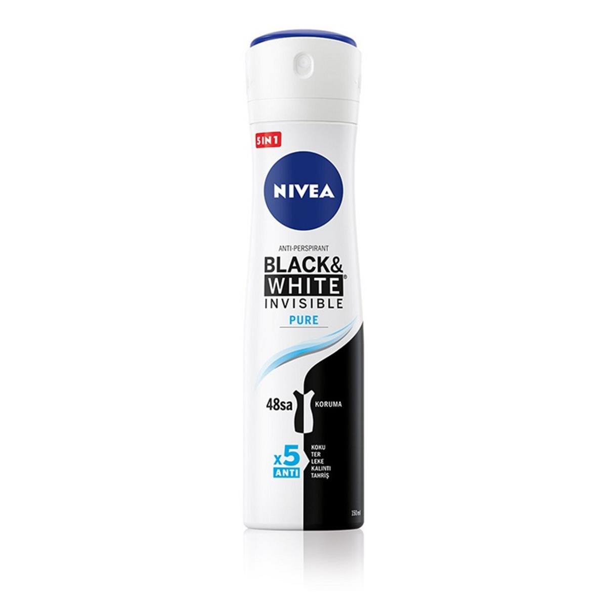 NİVE Nive Sprey Deodorant Invisible for Black & White Pure 150 ml