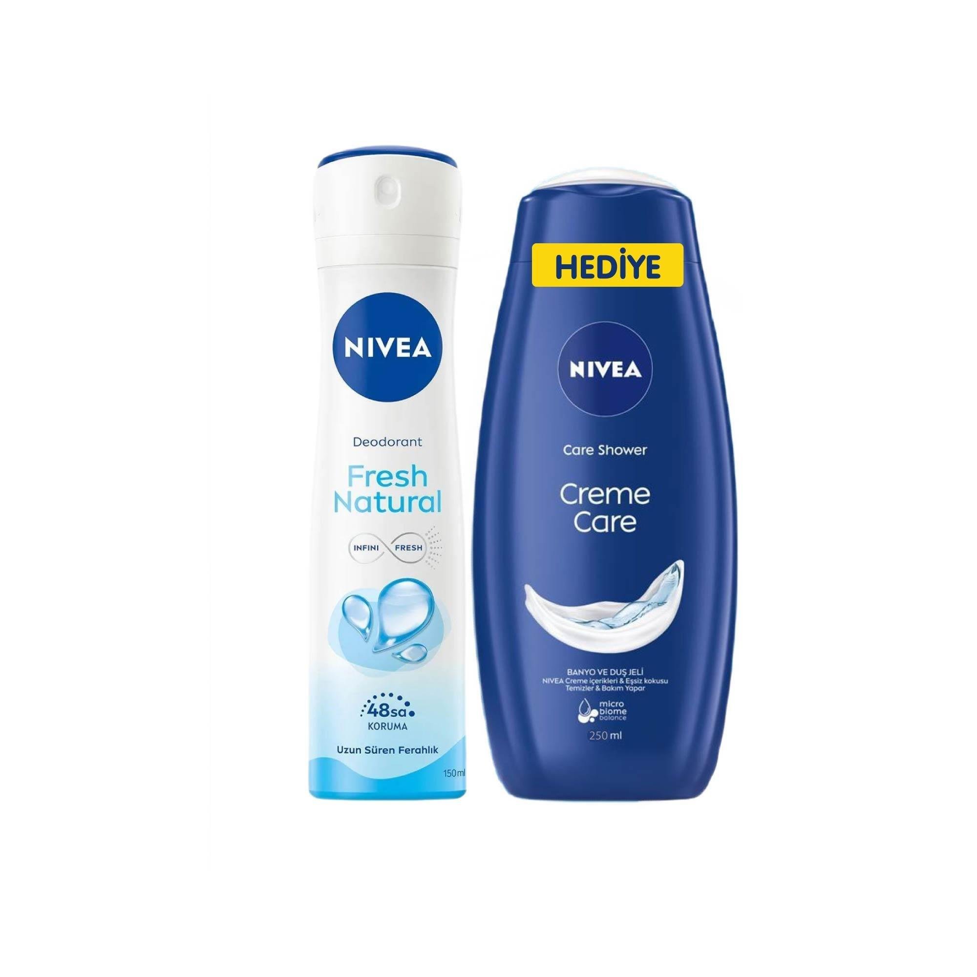Nivea Nivea Deodorant Sprey Fresh Natural Women 150 ml + Duş Jeli Crème Care 250 ml