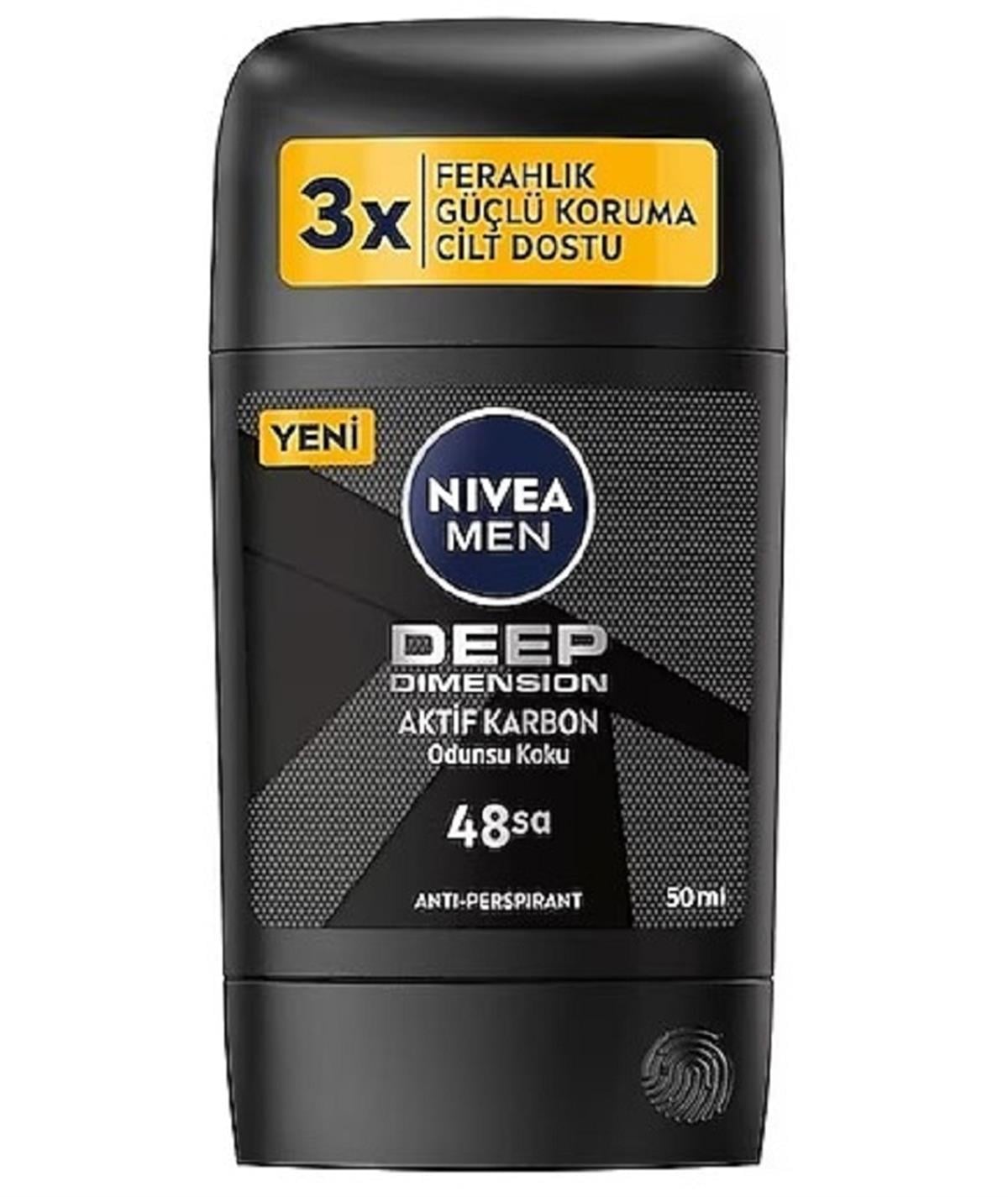 NİVEA Nivea Men Deep Dimension Aktif Karbon Stick Deodorant 50 ml