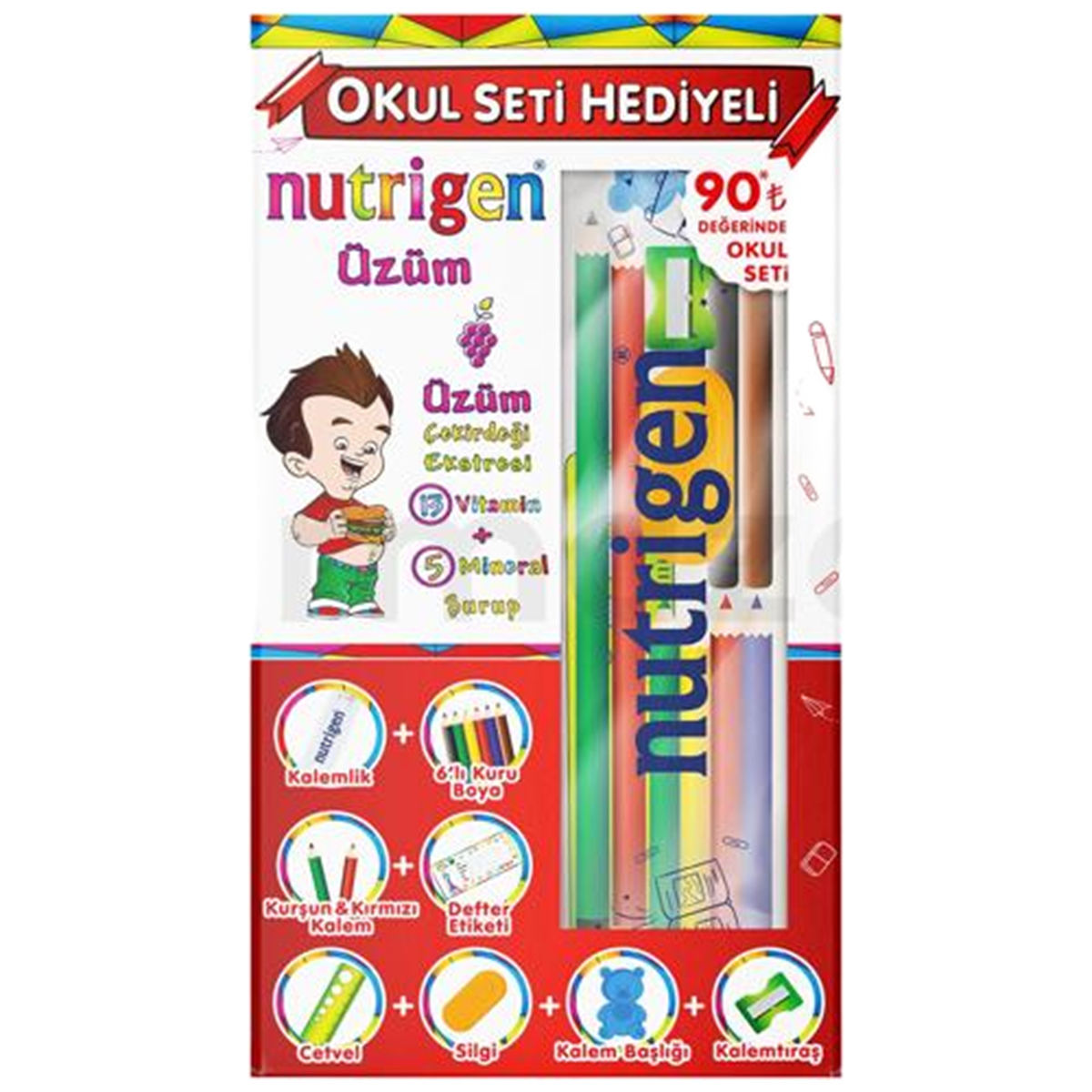 Nutrigen Nutrigen Üzüm Pediatrik Şurup 200 ml - Okul Seti Hediyeli