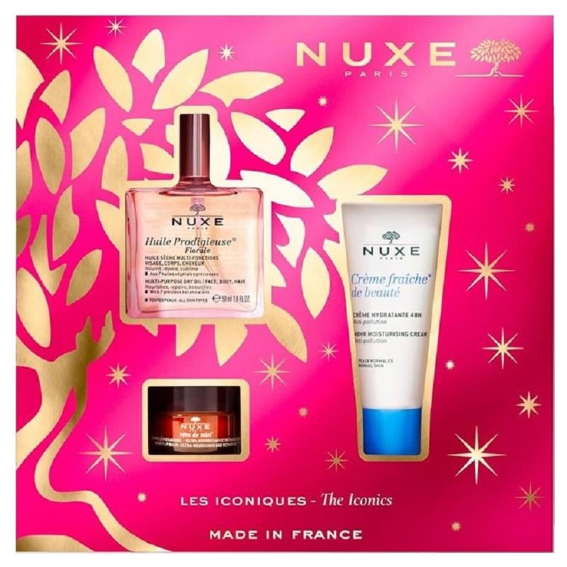 Nuxe Nuxe Floral Gift Set - Çok Amaçlı Kuru Yağ 50 ml + Nemlendirici Krem 30 ml + Lip Balm 15 gr