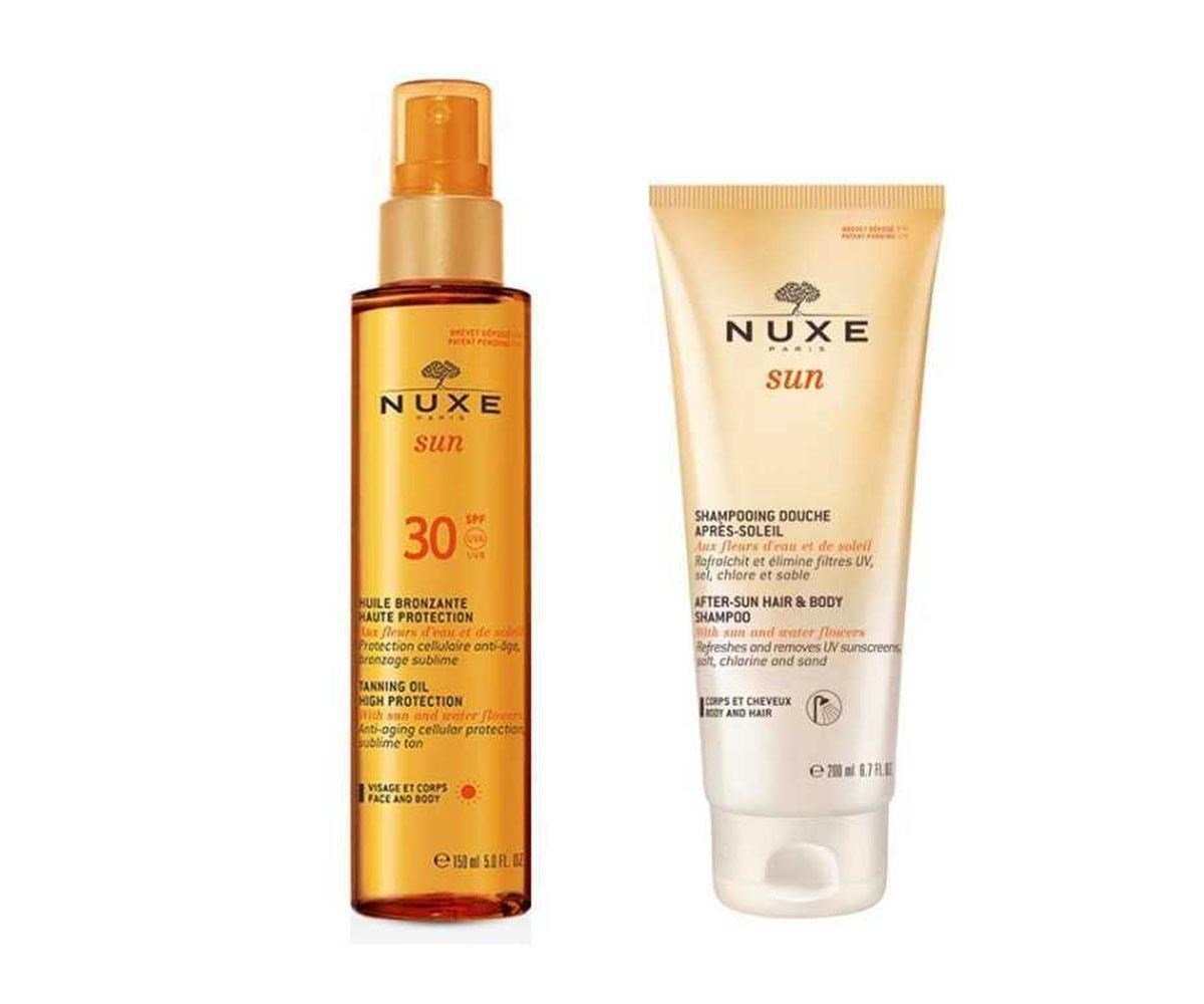 Nuxe Nuxe Sun Bronzlaştırıcı Yüz ve Vücut Yağı SPF30 150 ml + Nuxe Güneş Sonrası Şampuan 200 ml