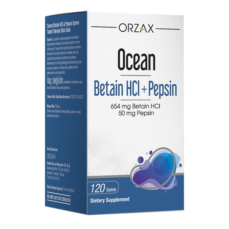 Ocean Ocean Betain HCI+ Pepsin Takviye Edici Gıda 120 Tablet