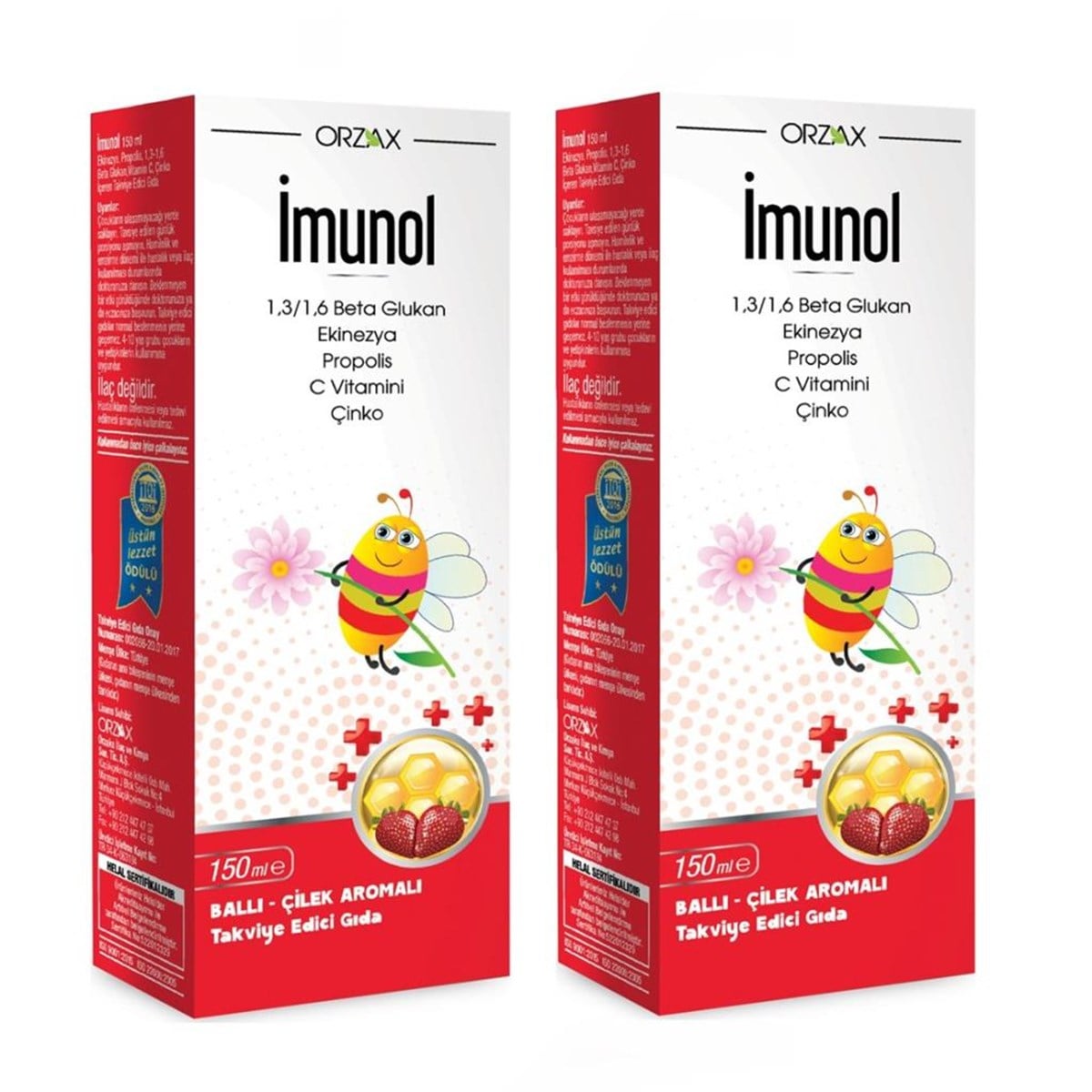 OCEAN Ocean İmunol Ballı Çilek Aromalı Şurup 150 ml 2'li Paket