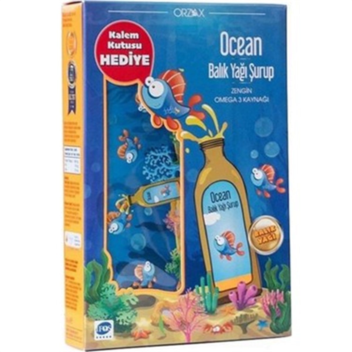 OceanOcean Portakallı Balık Yağı Şurubu 150 ml + Kalem Kutusu Hediyeli Kofre