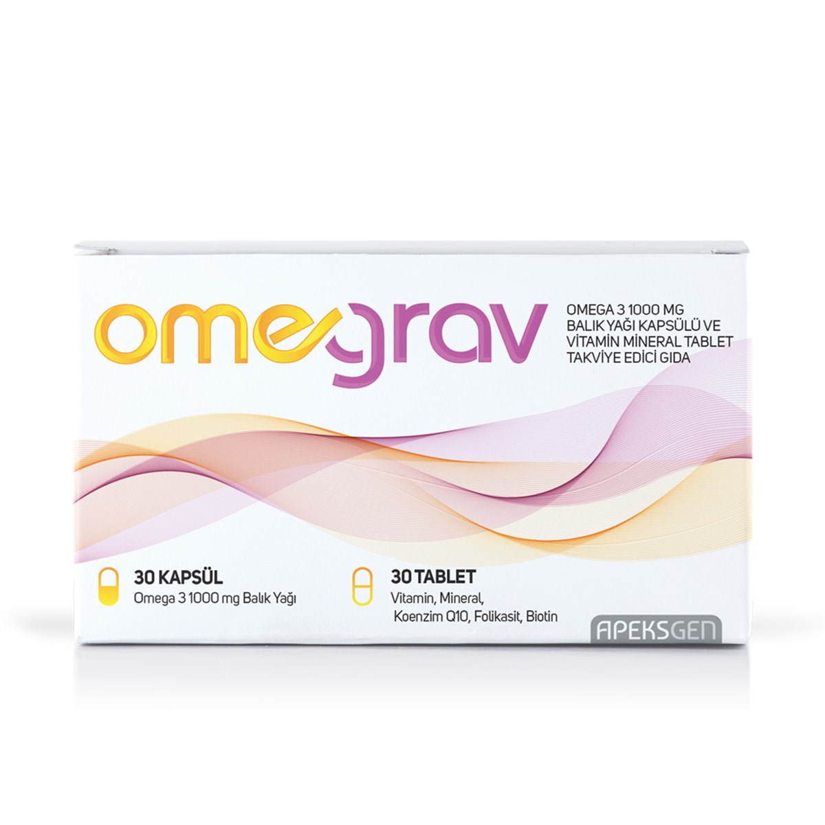 OMEGRAV Omegrav Omega 3 Balık Yağı ve Vitamin İçeren Mineral 30 Tablet 30 Kapsül 1000 mg