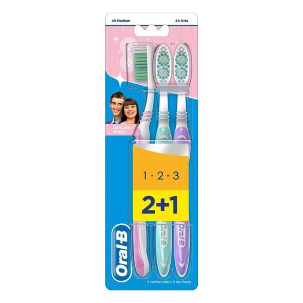 oral-b Oral-B Delicate White Diş Fırçası 40 Medium 2+1