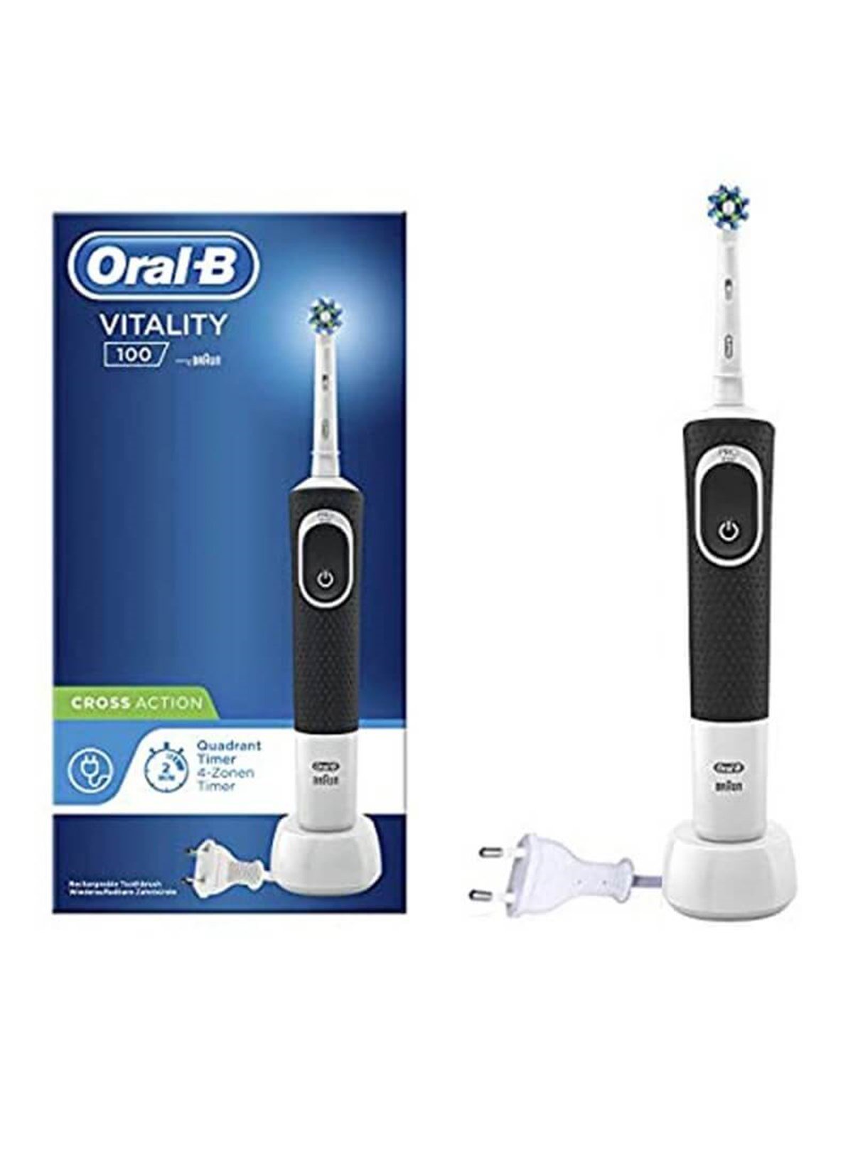 oral-b Oral-B Vitality 100 Quadrant Timer Cross Action Şarjlı Diş Fırçası Siyah Kutu