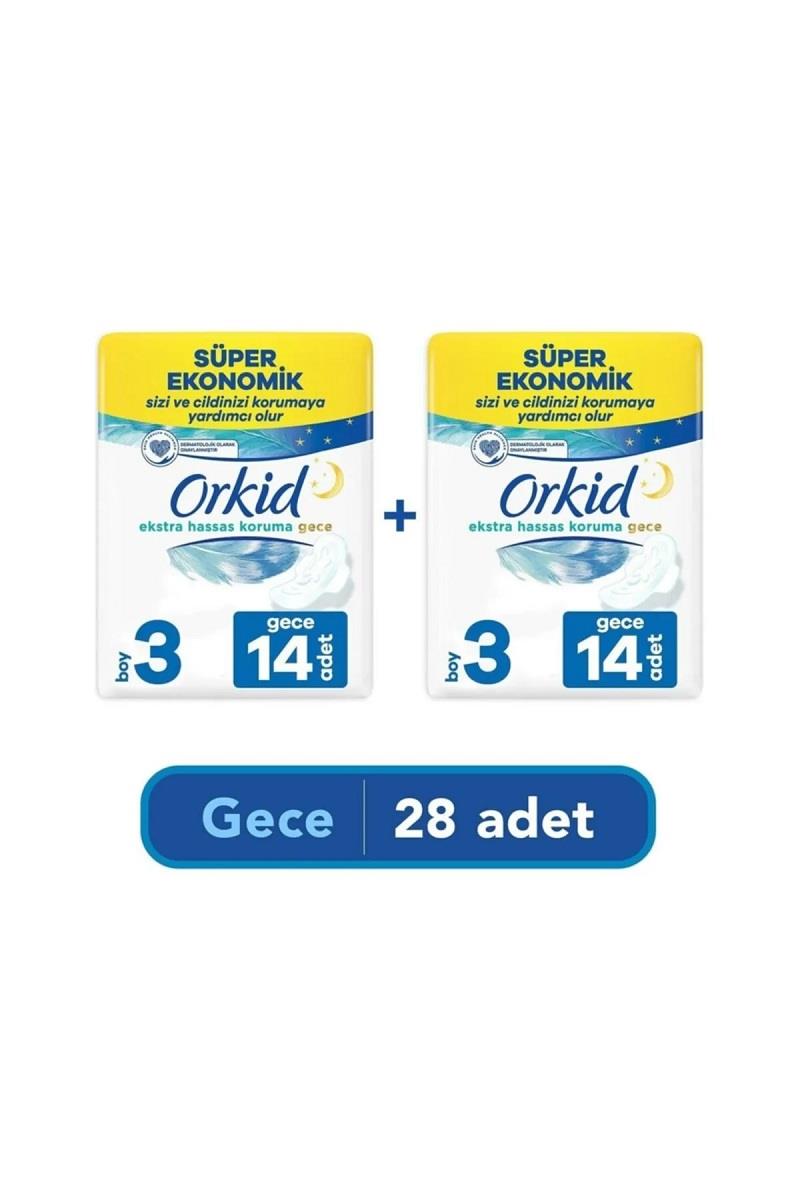 Orkid Orkid Extra Süper Ekonomik Paket Hijyenik Ped Hassas Koruma Gece No: 3 28'li