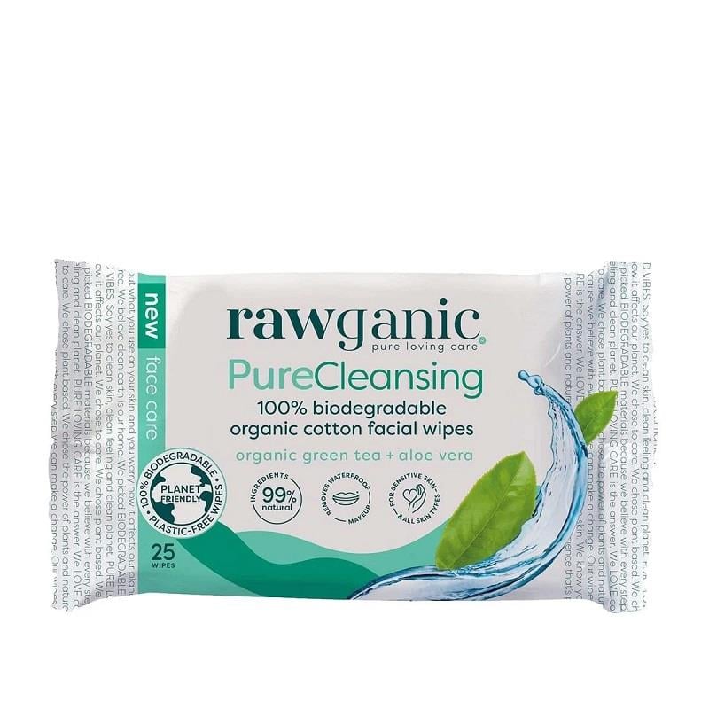 Rawganic Rawganic Makyaj Temizleme Mendili Aloe Vera Yeşil Çay 25 Yaprak