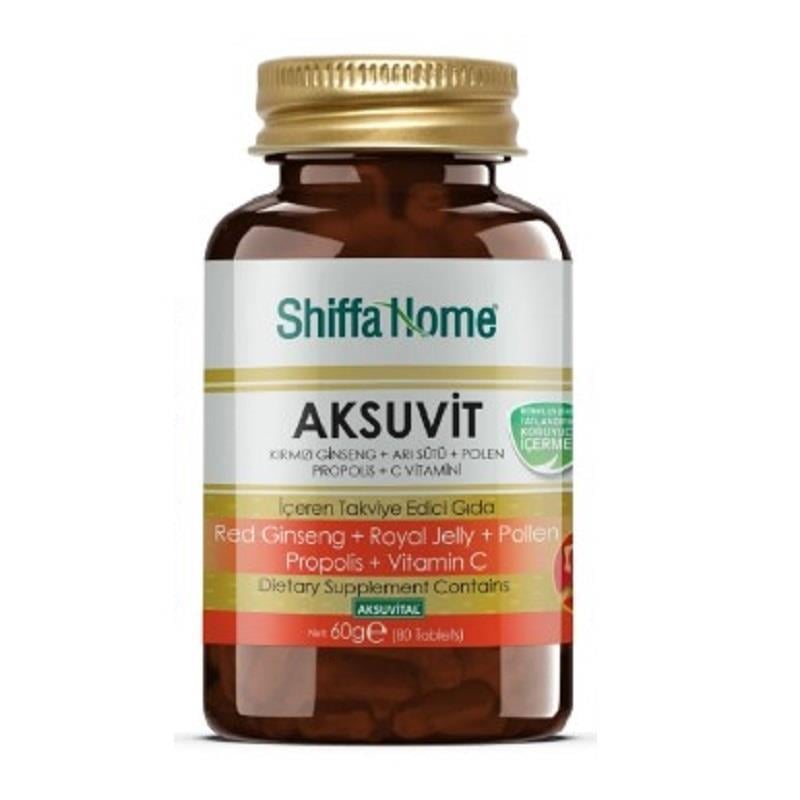 Shiffa Shiffa Home Aksuvit Ginseng & Arı Sütü & Polen & Propolis & C Vitamini 80 Tablet