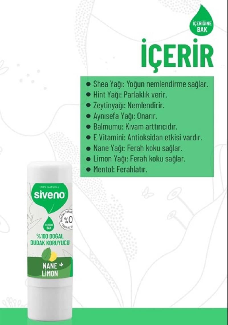 SİVENO Siveno Lip Dudak Kremi Nane Limon 6 gr