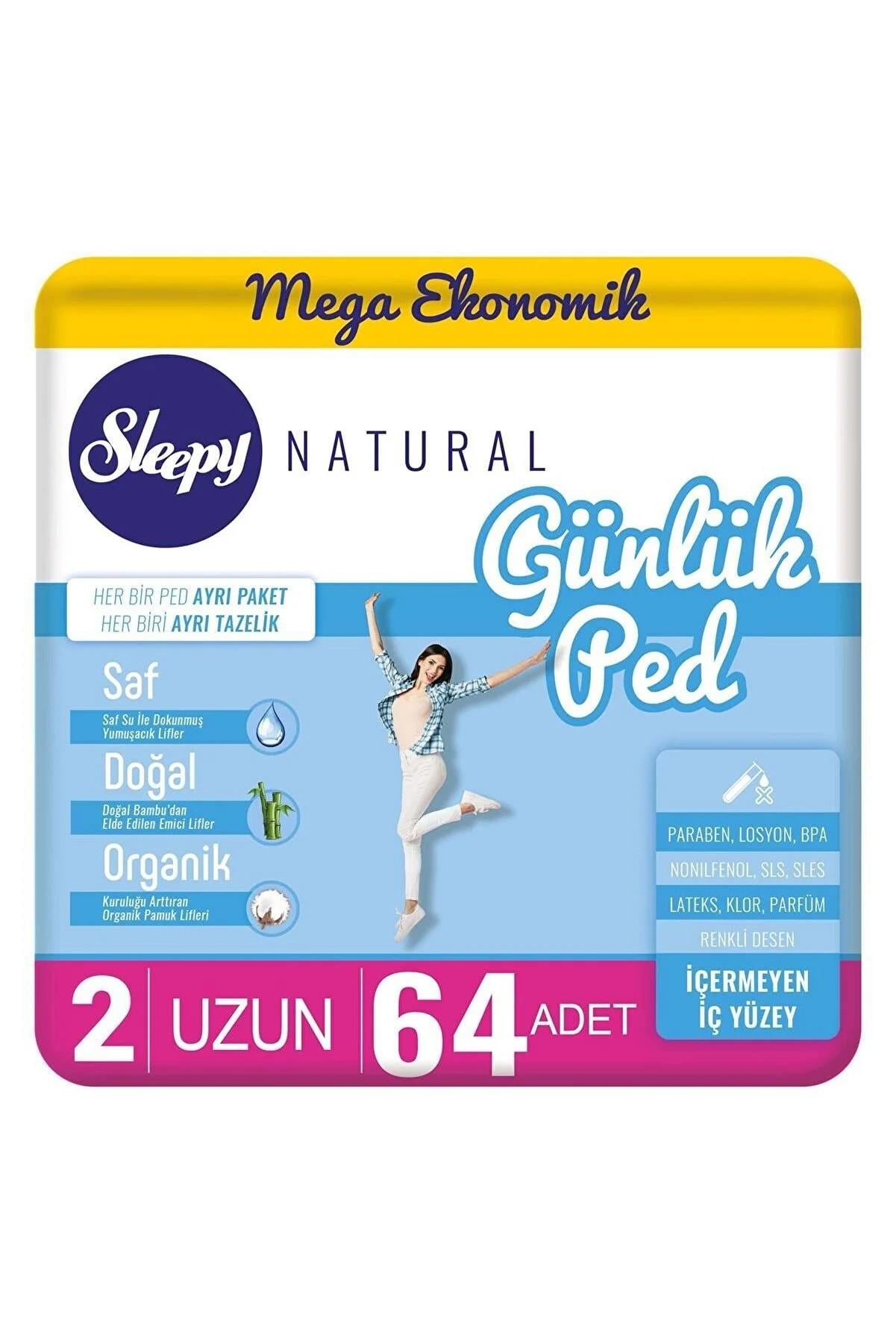 Sleepy Sleepy Natural Günlük Ped Uzun 64'lü