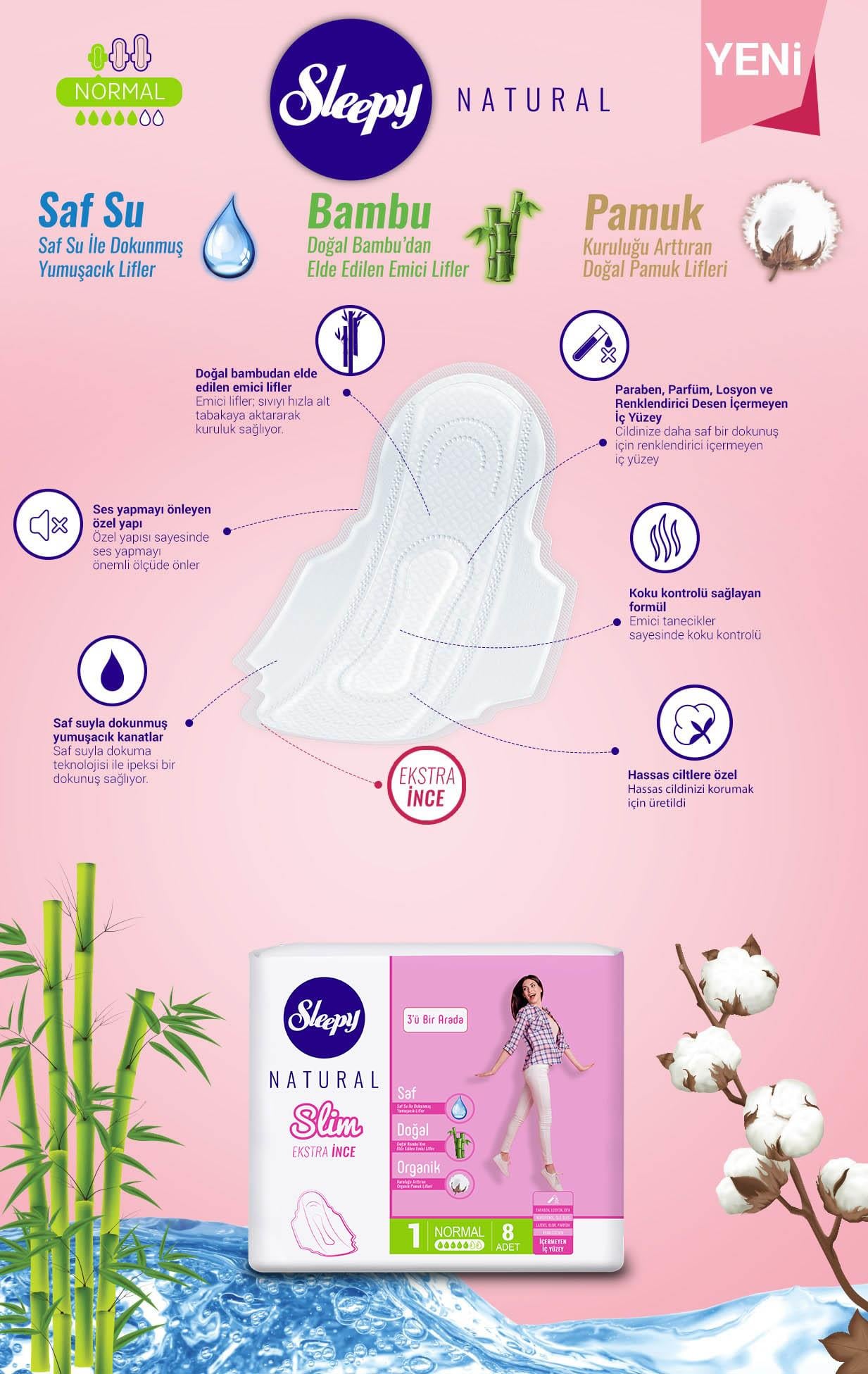 Sleepy Sleepy Natural Slim İnce Ped Normal 24'lü