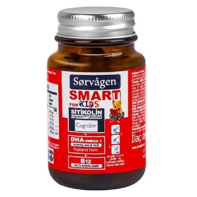 SORVAGEN Sorvagen Smart Kids Sitikolin DHA Omega 3 Norveç Balık Yağı B12 60 Kapsül
