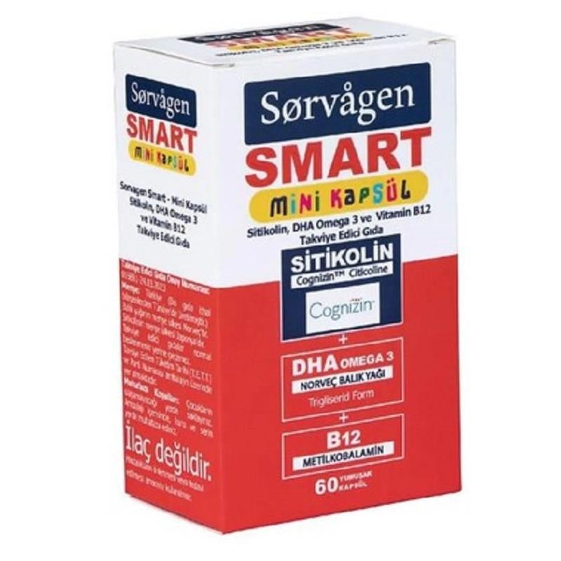 SORVAGEN Sorvagen Smart Mini Sitikolin DHA Omega-3 ve B12 60 Kapsül