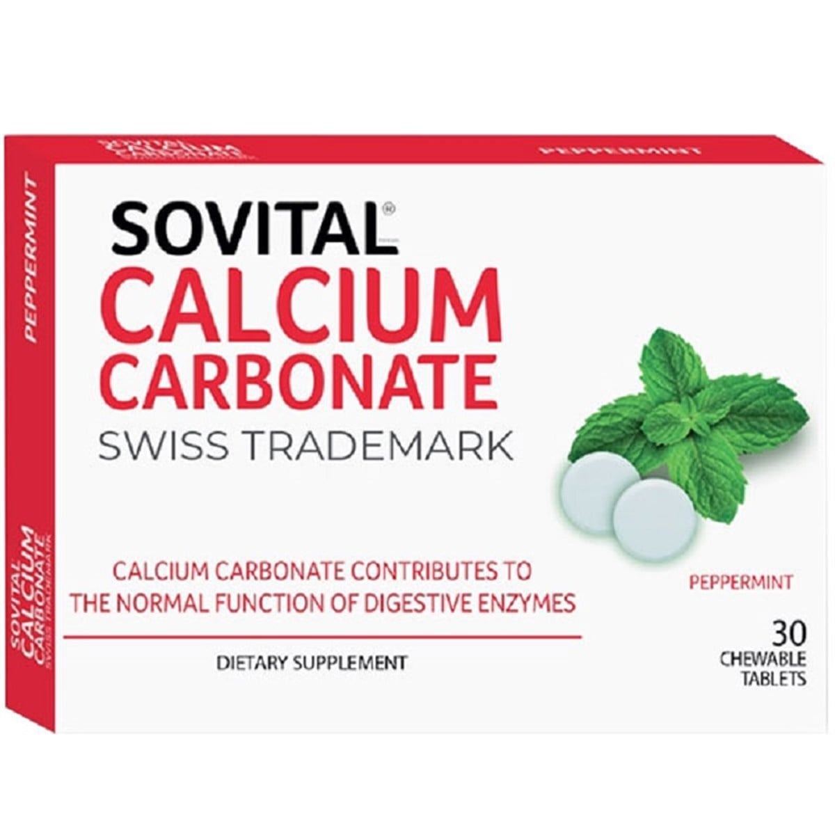 Sovital Sovital Swiss Calcium Carbonate 30 Chewable Tablets