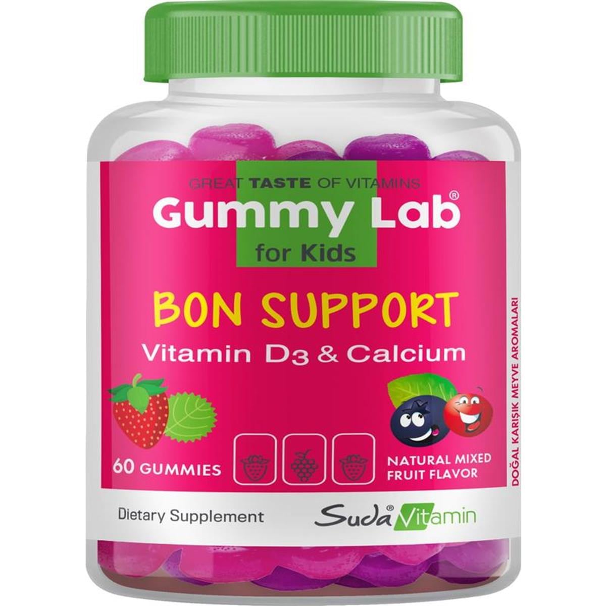 Suda Vitamin Gummy Lab Suda Vitamin Gummy Lab Bon Support Kids Karışık Aroma 60 Gummies