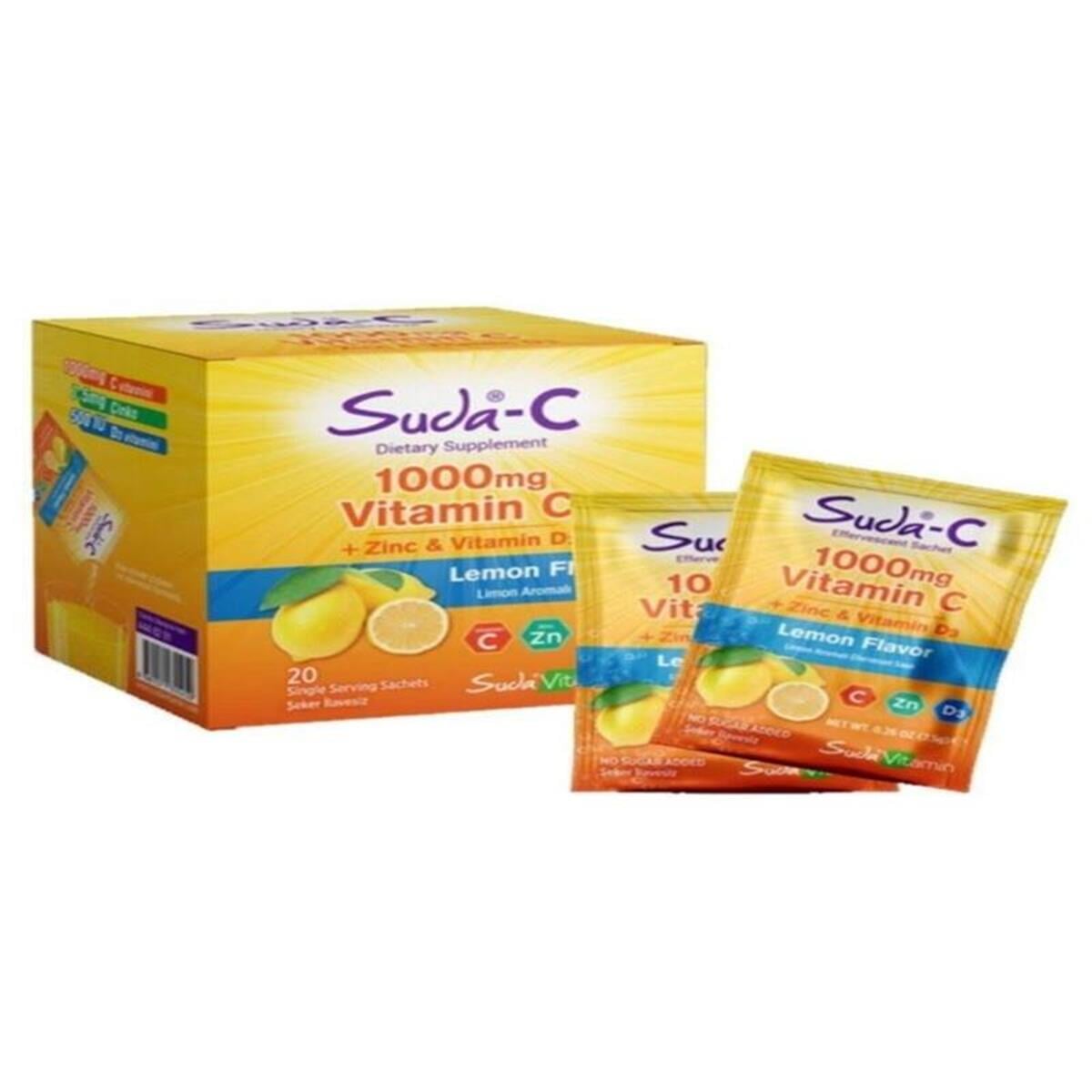 Suda Vitamin Suda Vitamin C Limon Aromalı 1000 mg Zinc Vitamin D3 20 Saşe