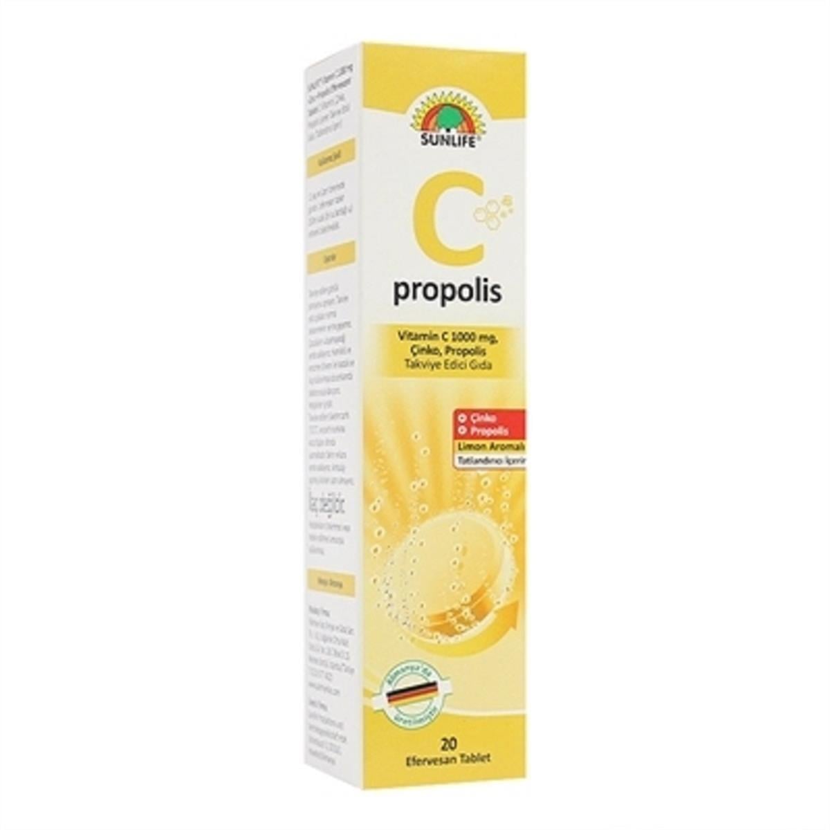 SUNLİFE Sunlife Propolis Vitamin C 1000 mg Zinc 20 Efervesan Tablet