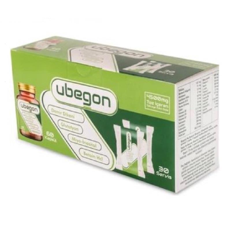 Ubegon Ubegon Demir Dikeni Ekstresi Glutatyon Miyo İnositol ve Betain HCL 30 Saşe 60 Kapsül