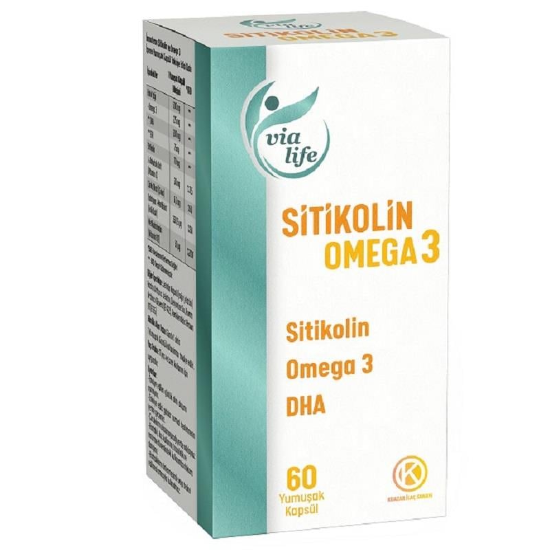 Vialife Sitikolin Omega-3 DHA Folik Asit 60 kapsül