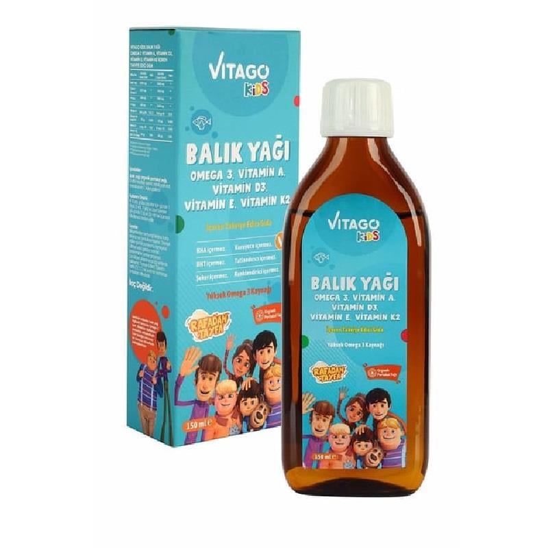 Vitago Vitago Kids Balık Yağı Omega 3 Vitamin A D3 E K2 İçeren Şurup 150 ml