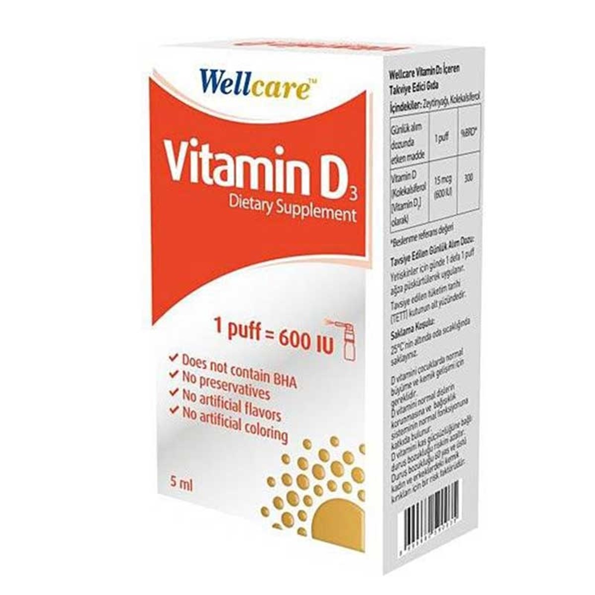 Wellcare Vitamin D3 600IU 5 ml