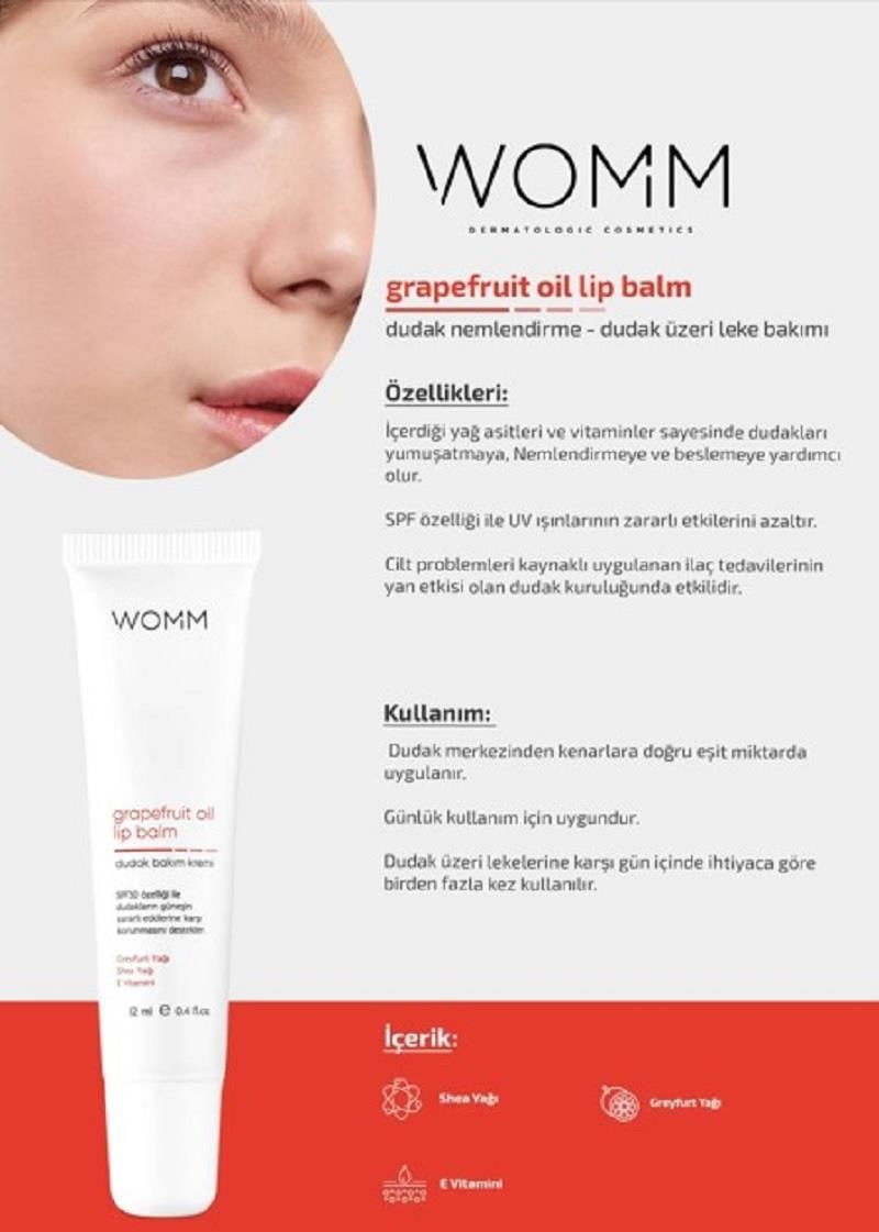 Womm Womm Dudak Bakım Kremi SPF30 12 ml