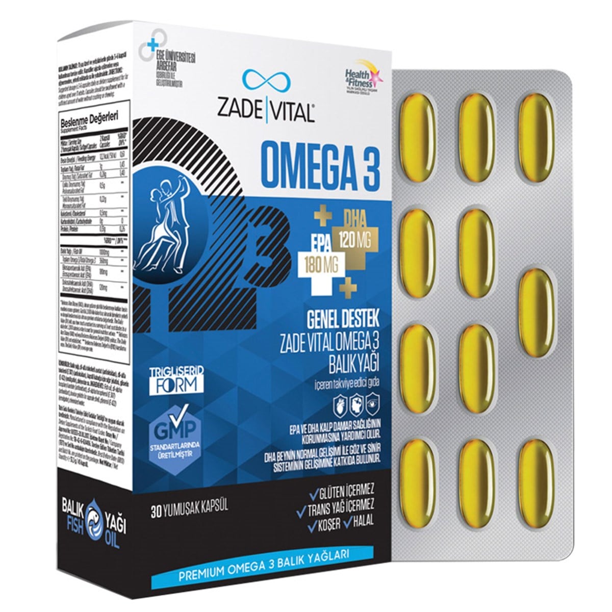 Zade Vital Zade Vital Premium Omega 3 Balik Yaği Genel Destek 30 Kapsül