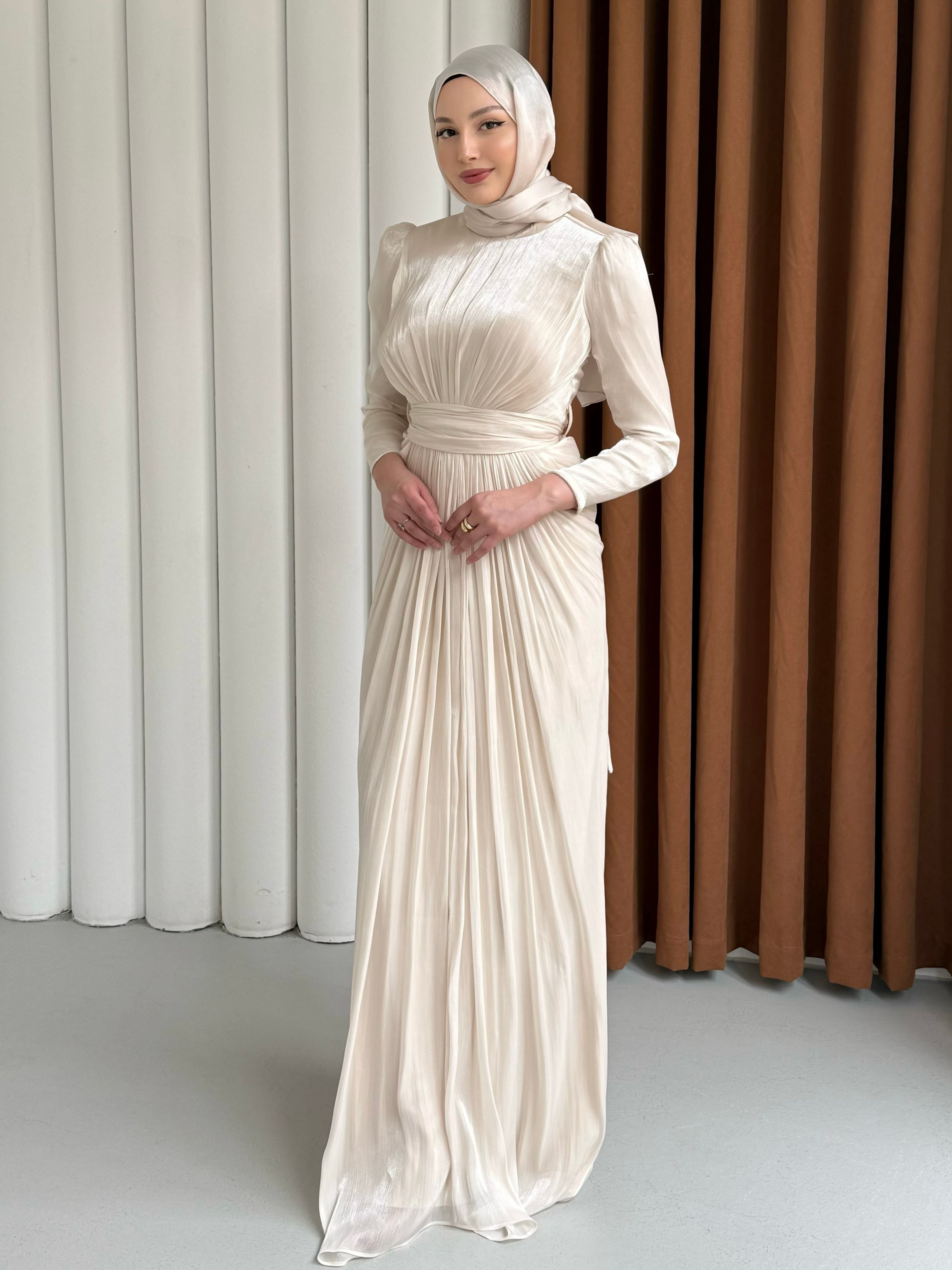 Aura Luxe Tesettür Abiye-BEJ