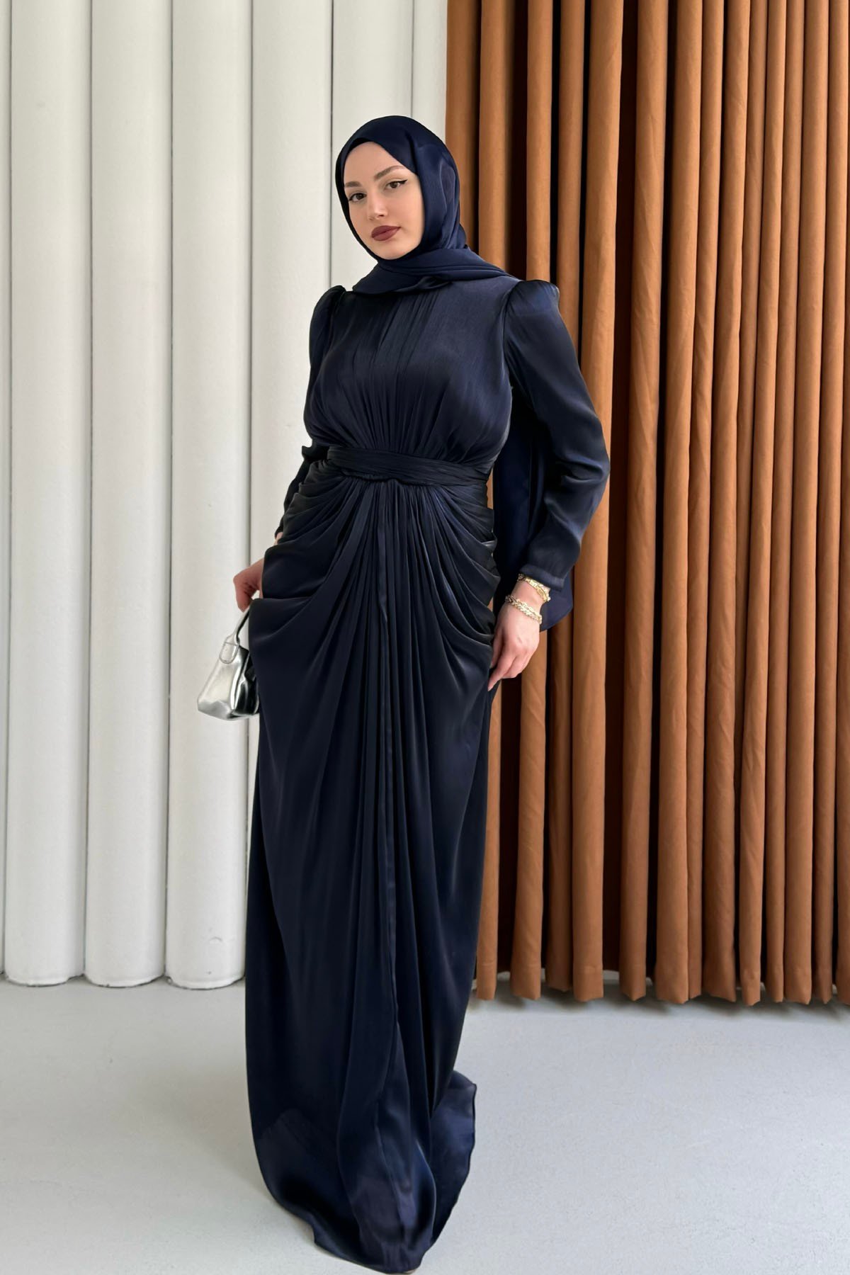 Aura Luxe Tesettür Abiye-LACİVERT