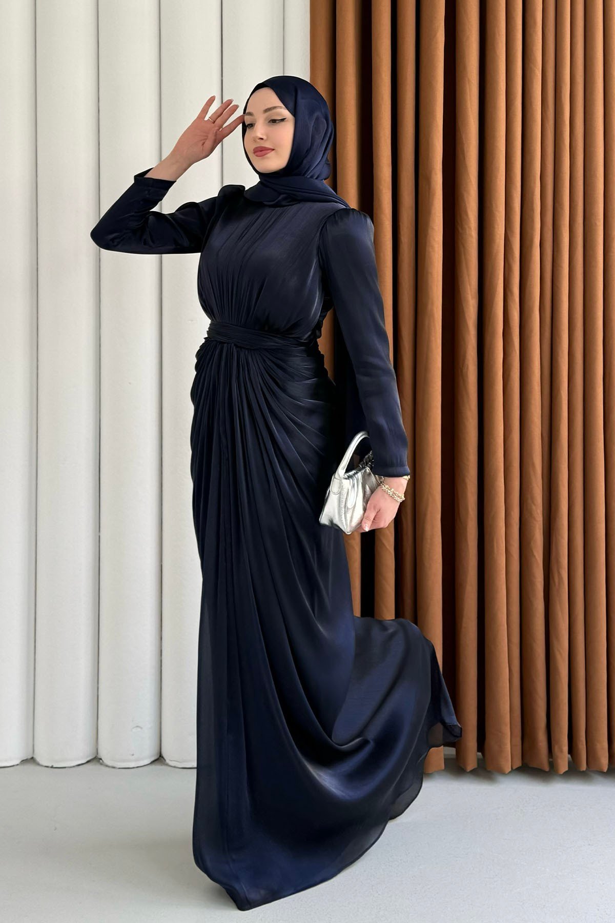 Aura Luxe Tesettür Abiye-LACİVERT
