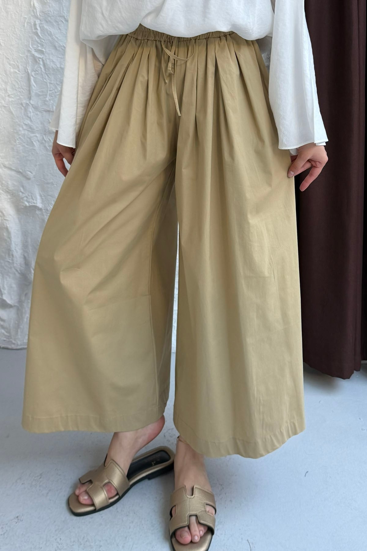 Beli Lastikli Cepli Bol Paça Pantolon-ÇAĞLA YEŞİLİ