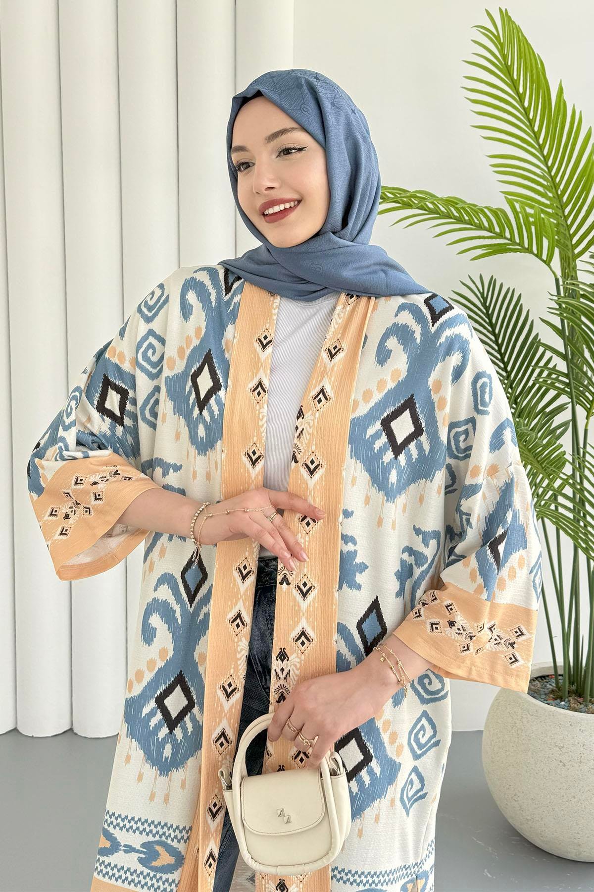 Çini Desen Kimono-MAVİ