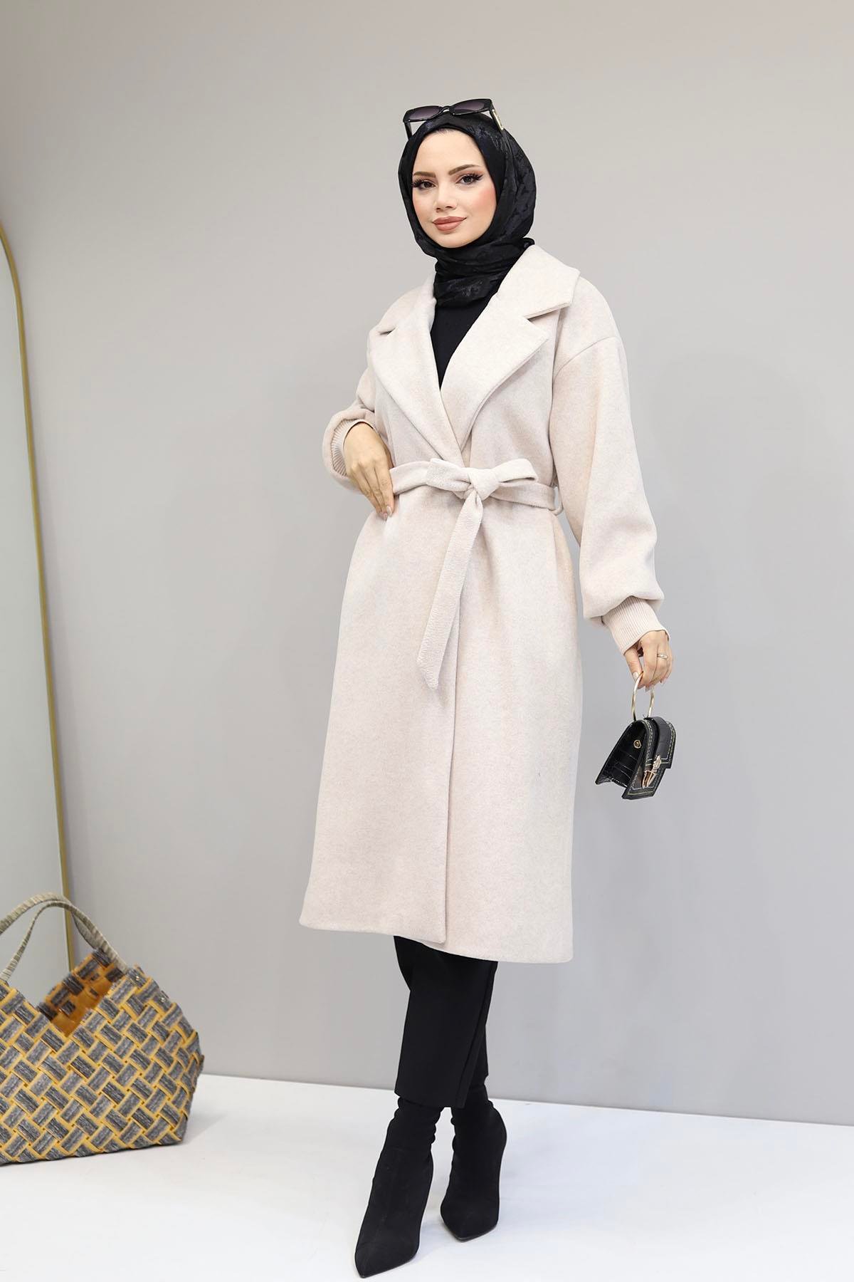Kaşmir Premium Astarlı Oversize Kaban-TAŞ