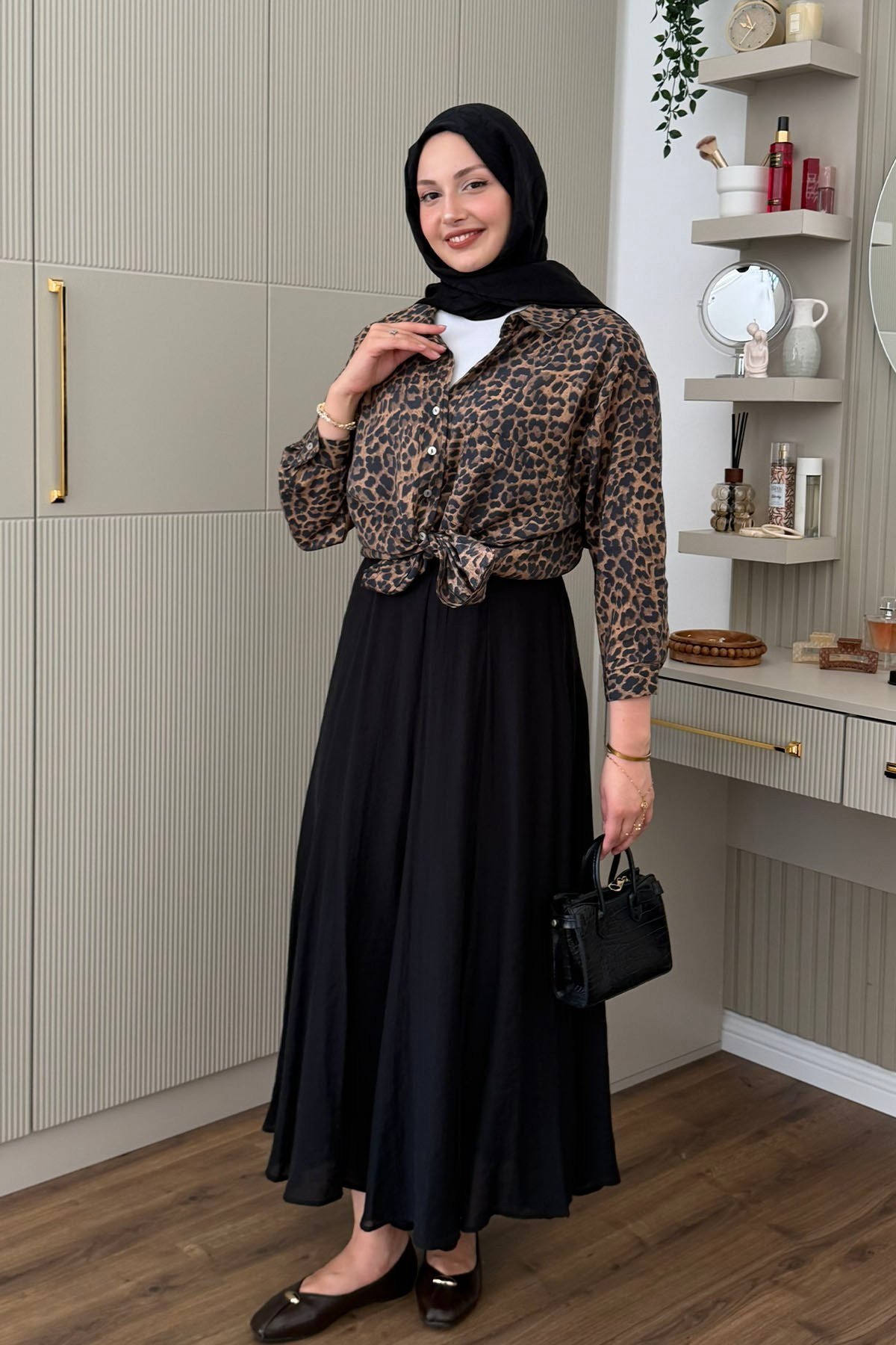 Leopar Desen Overisize Gömlek-LEOPAR
