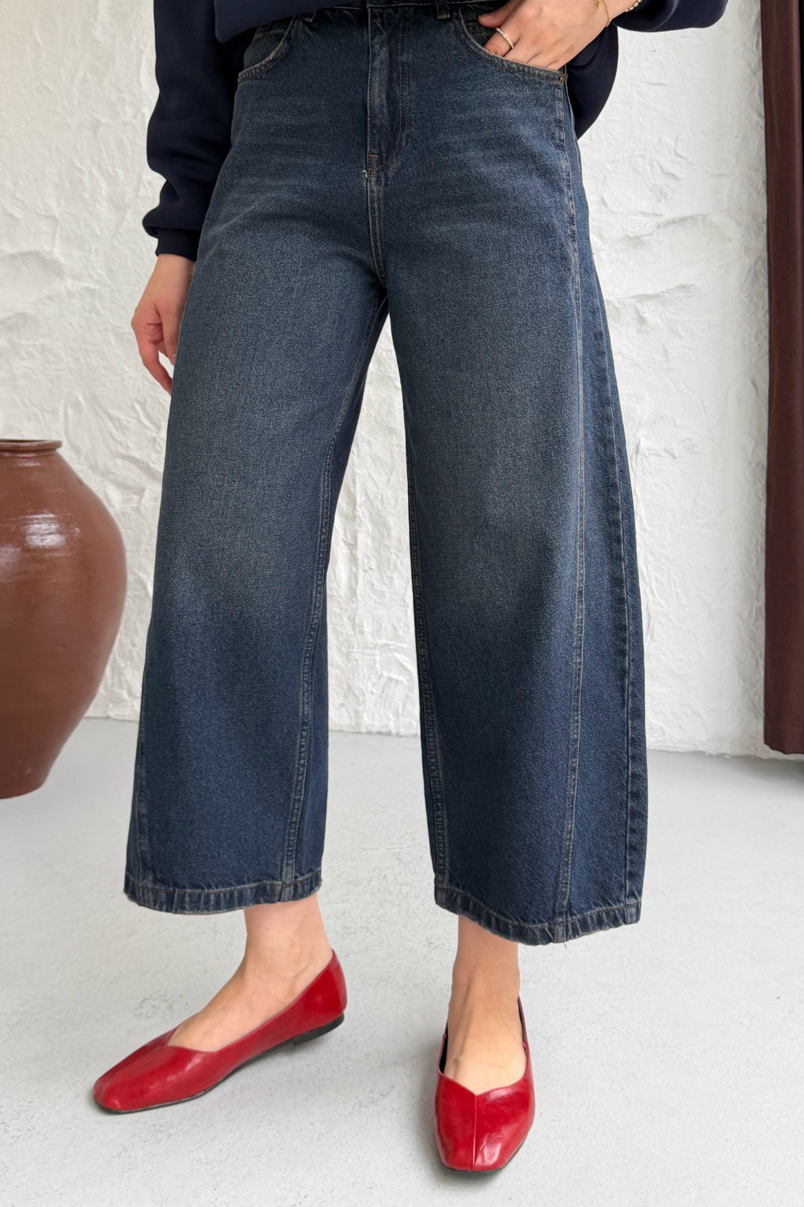 Tinted Yıkamalı Denim Jean Pantolon-KAHVERENGİ